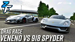 Lamborghini Veneno vs Porsche 918 Spyder Drag Race! | Forza Motorsport 7