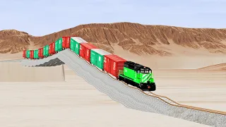 Trains vs Triangulated Up and Down Rail Tracks - Beamng Drive