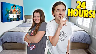 24 Hours OVERNIGHT In MY BROTHERS ROOM!! | JKREW