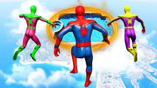 GTA 5 Rainbow Spiderman Jumping Into Portals (Ragdolls/Euphoria Physics) #3