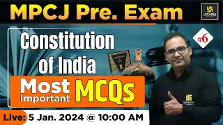 Constitution of India Imp MCQs | MPCJ Pre Exam | Utkarsh Law Classes | Sanyog Sir