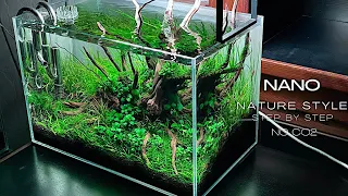 NO CO2 NANO PLANTED AQUARIUM | STEP BY STEP AQUASCAPE TUTORIAL | AQUASCAPING TUTORIAL