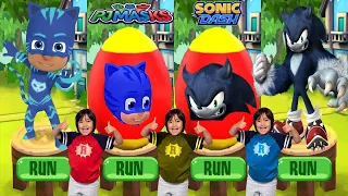 Tag with Ryan PJ Masks Catboy vs Sonic Dash Werehog - Mystery Surprise Egg - All Characters Unlocked