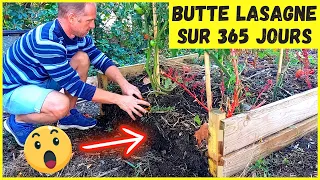 BUTTE DE CULTURE EN LASAGNE ► Suivi sur 365 jours (Confection, récolte et terreau de fou!)