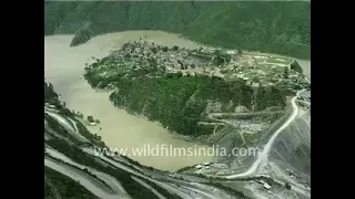 Tehri Dam in Uttarakhand - archival footage when the dam was made and Tehri town went under water