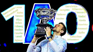 Djokovic 10 Australian Open titles & all previous Australian Open champions 2023 - 1969