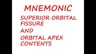 Superior orbital fissure Anatomy mnemonic | contents | Orbital apex contents |