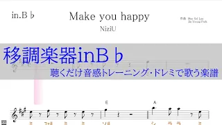 Make you happy メイク・ユー・ハッピー( niziU ニジュー )～移調楽器inB♭用→原曲Gの音が出る／ドレミで歌う楽譜【コード付き】