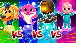 Sherif Labrador🆚Baby Shark🆚Spider Head🆚Cocomelon🎶 Who Is Best in Tiles Hop