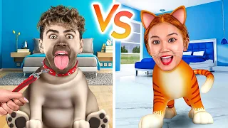 HOW TO SNEAK PETS HOME || Dogs VS Cats! If People Acted Like Dogs by 123GO! CHALLENGE