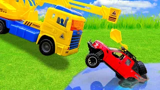 Toy Vehicle Fun for Kids: Construction Vehicles and Rescue Team Cars, Including a Crane Truck