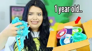 unboxing a 1 Year old Slime Package...