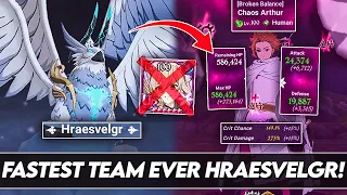 THE *NEW* FASTEST TEAM FOR HRAESVELGR!! CHAOS ARTHUR COOKS THE BIRD!! (PvE Showcase) 7DS Grand Cross