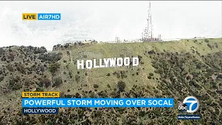 Snow on the Hollywood sign? Powerful storm brings light dusting of snow near iconic sign