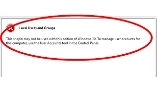 how to fix local users and groups this snapin may not be used with this edition of windows 10