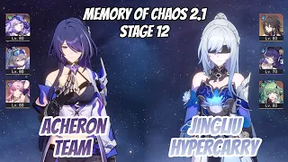 Acheron x Black Swan & Jingliu Hypercarry Memory of Chaos Stage 12 (3 Stars) | Honkai Star Rail