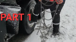 How to install tire chains on a semi truck. Vail Transport Towing! Vail Colorado. SUBSCRIBE!