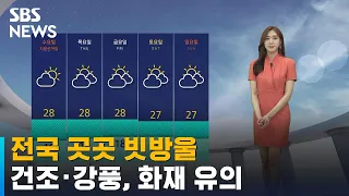 [날씨] 전국 곳곳 빗방울…건조 · 강풍, 화재 유의 / SBS