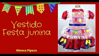 VESTIDO FESTA JUNINA CAIPIRA INFANTIL VERMELHO