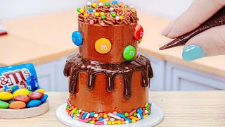 Satisfying Miniature Chocolate Cake | Tiny Chocolate Cake Decorating with M&M Candy ~ Lotus Cakes