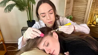 ASMR Scalp Check & Treatment - (Sensitivity Scalp Tests, Sharp or Dull) Real Person Medical Exam