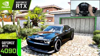 Dodge SRT Demon - Forza Horizon 5 | RTX 4090 | Extreme graphics | Steering wheel gameplay