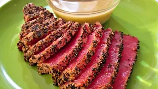 Ahi Tuna - Seared Salt and Pepper Ahi Tuna with Wasabi Vinaigrette - PoorMansGourmet