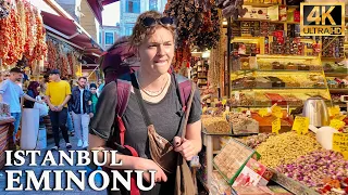 Istanbul Turkey 2024 City Center Markets Around Eminonu Bazaar 4K Walking Tour