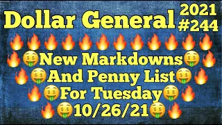 2021#244🔥Dollar General Penny List For Tuesday 10/26/21🤑New Markdowns🔥Must Watch👀