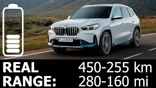 BMW iX1 xDrive30 highway city real range energy power consumption economy mpkWh kWh/100km Wh/mi