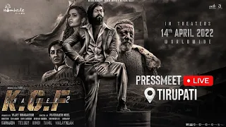 KGF Chapter 2 Press Meet LIVE | Tirupati | Yash | Srinidhi Shetty | Prashanth Neel | Manastars