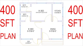 HOUSE PLAN DESIGN | EP 118 | 400 SQUARE FEET 2 BEDROOMS HOUSE PLAN | LAYOUT PLAN