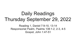 Daily Reading for Thursday September 29, 2022