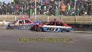 Saloon Stockcars - 730 Deane Mayes #WallopStraightIn 116 Diggy Smith - Skegness Heat 2 6th March 22
