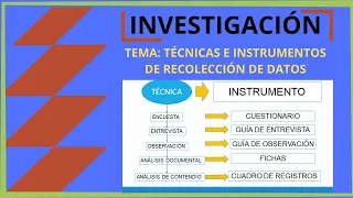 TÉCNICAS E INSTRUMENTOS DE RECOLECCIÓN DE DATOS