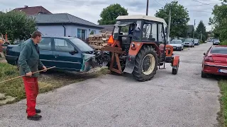 Zetor 7011 presun vraku auta 2