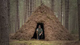 Warm and Cozy Teepee Shelter Build, Inside Fireplace and Sleeps 3