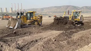 Caterpillar D9T And Komatsu D275 Bulldozers Leveling - Rehabilitating Huge Mining Area