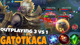 Outplaying Enemies 3 vs 1 | Gatotkaca Arhat King Painted Skin Gameplay | MLBB