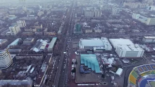 Полет над Алматы. Пр.Абая. Almaty Towers. Театр Им. М.Ауэзова