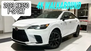 2023 LEXUS RX350 F-SPORT in ULTRA WHITE, RED INTERIOR in 4K