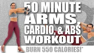 50 MINUTE ARMS, CARDIO, AND ABS WORKOUT!🔥BURN 550 CALORIES!*🔥with Sydney Cummings