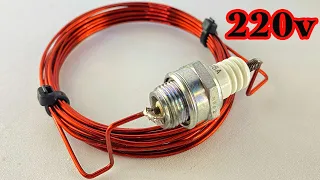 New Create Free Electricity Energy Using Copper Wire With Spark plug