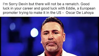 GARCIA VS HANEY NO REMATCH ‼️ SAYS OSCAR DELA HOYA