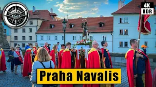 Prague  Walking Tour of Charles Bridge - NAVALIS 2024 procession 🇨🇿 Czech Republic 4K HDR ASMR
