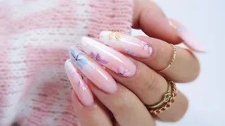 flowers babyboomer nails art tutorial /Elisium Nails