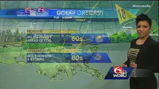 Tuesday: Spotty showers, storms before warming trend