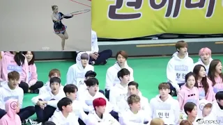 #NCT #SEVENTEEN #NUES'T #MONSTAX AND MORE IDOL REACTIN TO CHENG XIAO #WJSN  Gymnastics at ISAC 2017