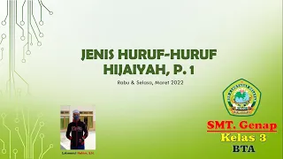 Materi PJJ BTA kls 3, Jenis huruf Hijaiyah, P.1 2022