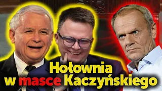 Hołownia w masce Kaczyńskiego. Lider Polski 2050 flirtuje z elektoratem PiS,bo chce być prezydentem